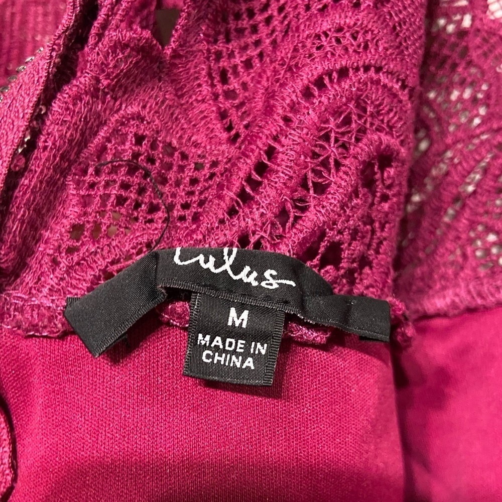 Lulus A Fine Romance Magenta Lace Sheath Mini Dress Medium - Picture 11 of 13